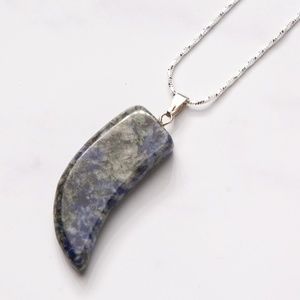 Sodalite Tusk, 24” Silver Plated Nickel-Free Chain